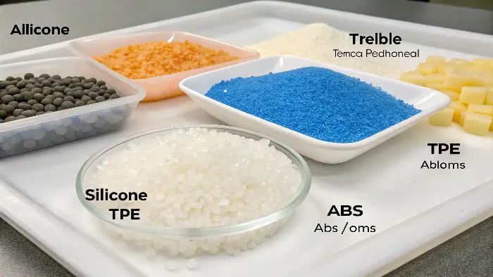 Different raw materials: Silicone, TPE, ABS pellets