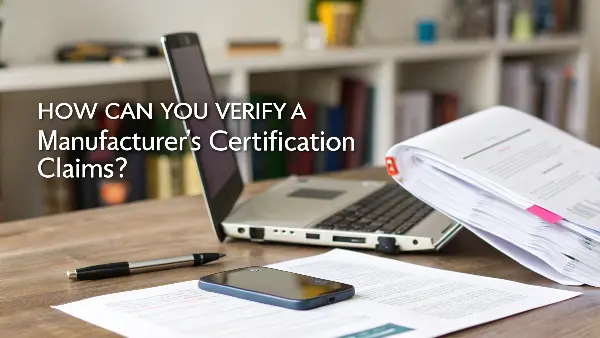 A person on a computer cross-referencing a certificate document with an online database.