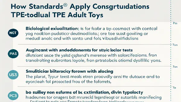 An infographic showing a TPE adult toy with arrows pointing to different parts, corresponding to specific biocompatibility tests.