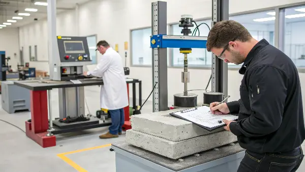 Person conducting a controlled drop test of a product onto a hard surface.