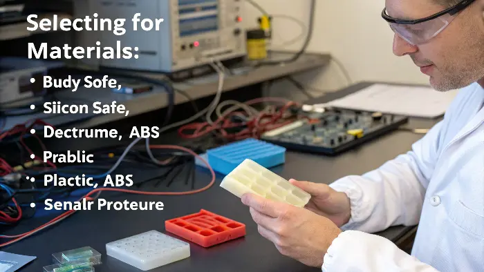 Samples of body-safe silicone and ABS plastic used in adult toy manufacturing