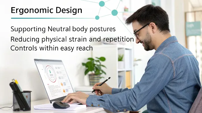 An illustration showing the correct and incorrect wrist posture when holding a device, demonstrating a neutral posture.