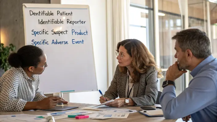 An infographic illustrating the four criteria for adverse event reporting