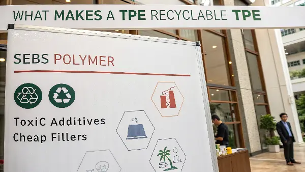 Diagram showing the molecular structure of a recyclable TPE formulation.