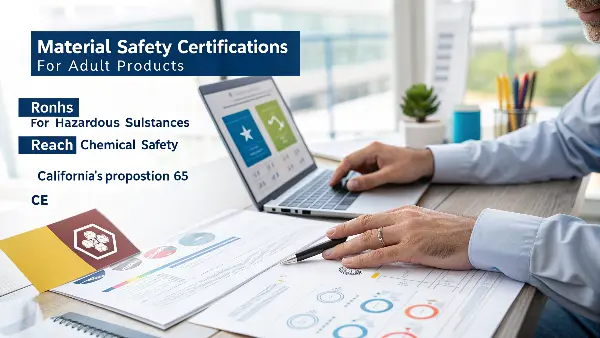 A collection of official-looking certification documents and stamps on a desk.