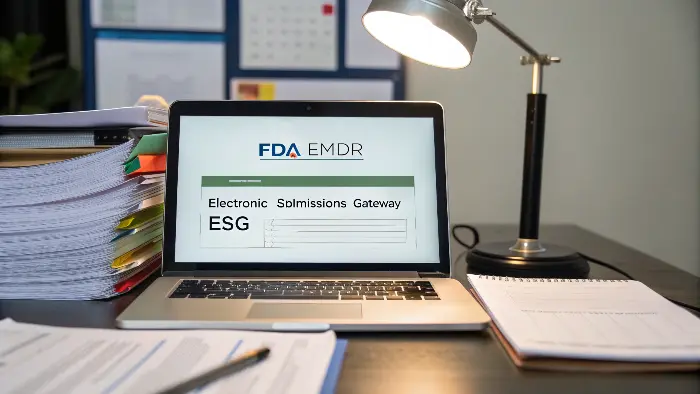 A computer screen showing the FDA's Electronic Submissions Gateway portal