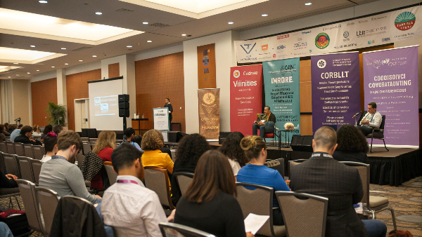 an awards ceremony stage at an industry conference