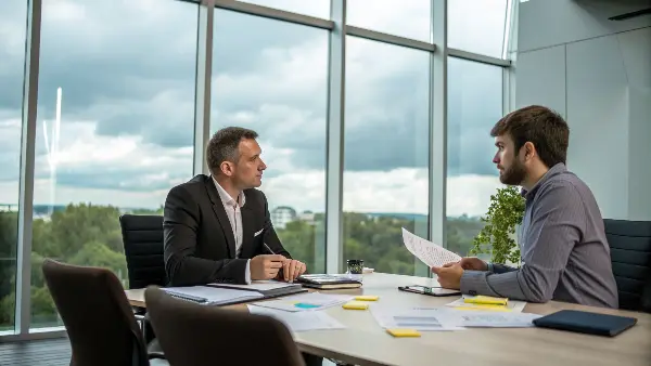 a sourcing manager inspecting a product sample at a factory