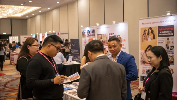 Busy exhibition hall at the Asia Adult Expo
