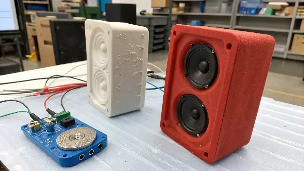 diagram showing sound waves passing through a hard material vs being absorbed by a soft one