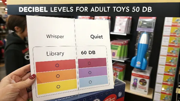 an infographic showing decibel levels of common sounds compared to an adult massager
