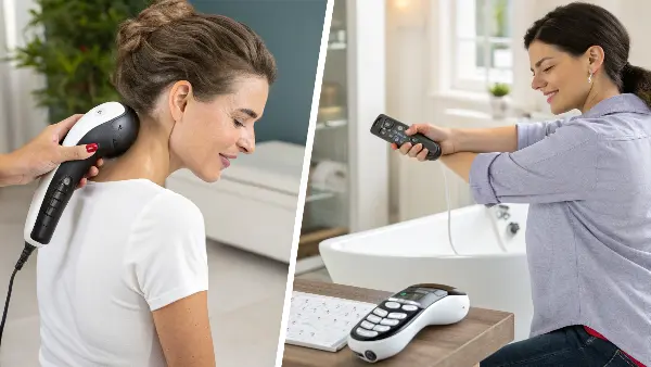 Versatile Uses of a Personal Massager a person using a personal massager on their shoulder for relaxation