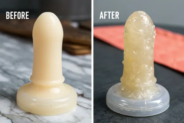 Damaged silicone toy surface