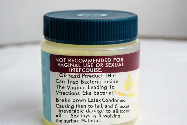 Petroleum jelly jar next to intimate products