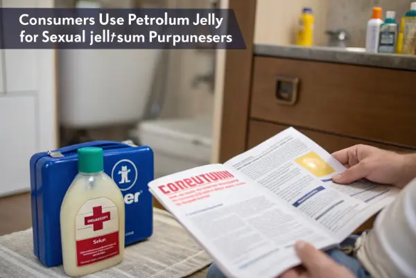 Woman looking confused at a jar of petroleum jelly